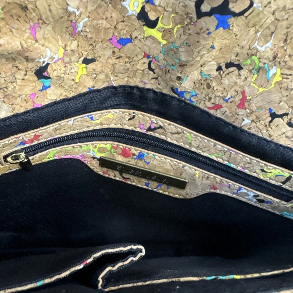 Genuine Memphis Cork Clutch Purse Confetti Print Eco Friendly
